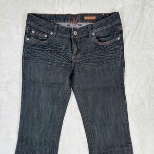 C7P LA Denim Laguna Beach Flair Jeans Womens 9 Black Dark Wash Chip & Pepper